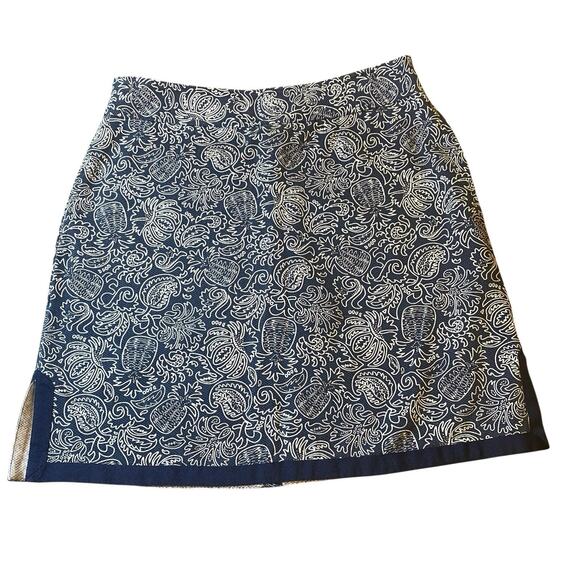 Vineyard Vines Paisley Pineapple Navy Mini Skort Shorts Inside Womens Size 4 - Picture 3 of 13